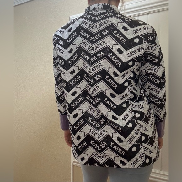 Chic Black and White Patterned Jacket Blazer - Picture 11 of 12